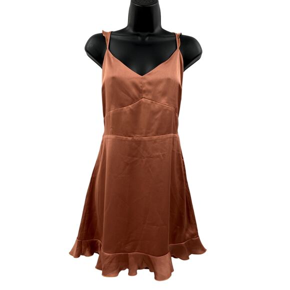 Abercrombie & Fitch Rust Satin Backless Mini Dress - Picture 1 of 4